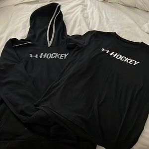 Bundle- sweatshirt and t-shirt youth XL Under Armour hockey. Price is for both.